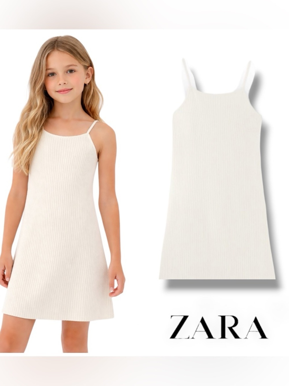 ZARA Kids | Cream | RIB KNIT DRESS NWT